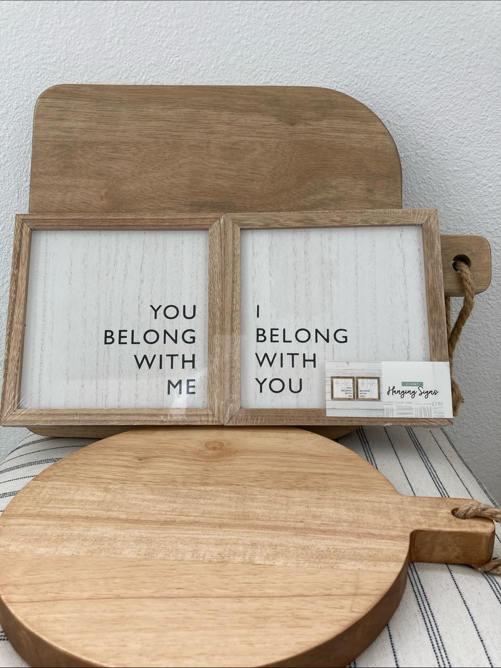 SALE! 50% Off NWT Wood Frame Wall Art - Natural Brown Hanging Signs 2 Pc